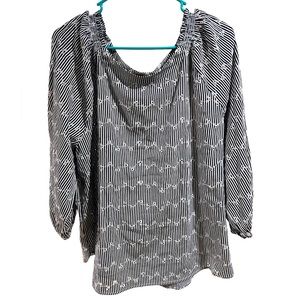 Loft Outlet blue eyelet with fine white stripes size XL